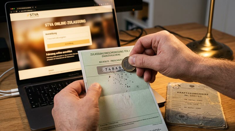 Onlinezulassung, Code freirubbeln