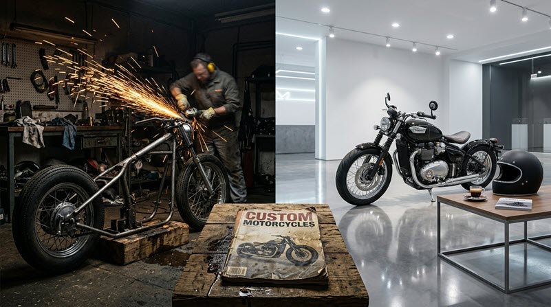 Motorradschrauber und Wohnzimmer-Bike