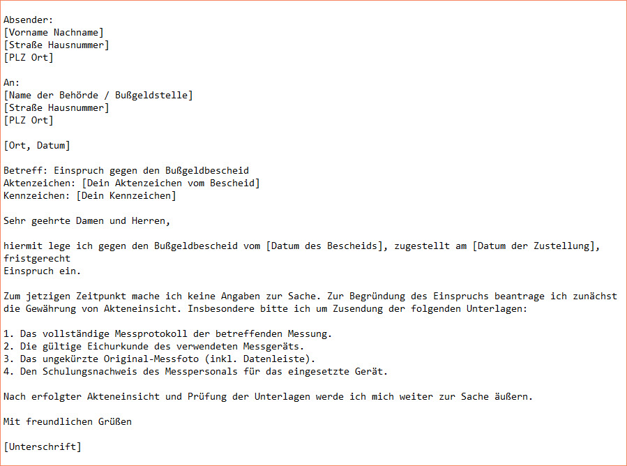 Bußgeld, Geblitzt, Einspruch