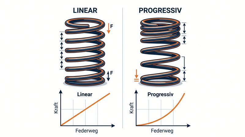 Linear und progressiv gewickelte Feder