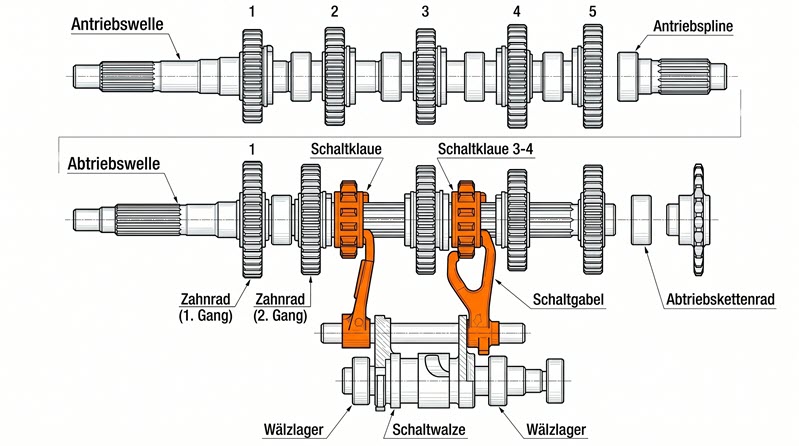 Schaltklauen Motorradgetriebe